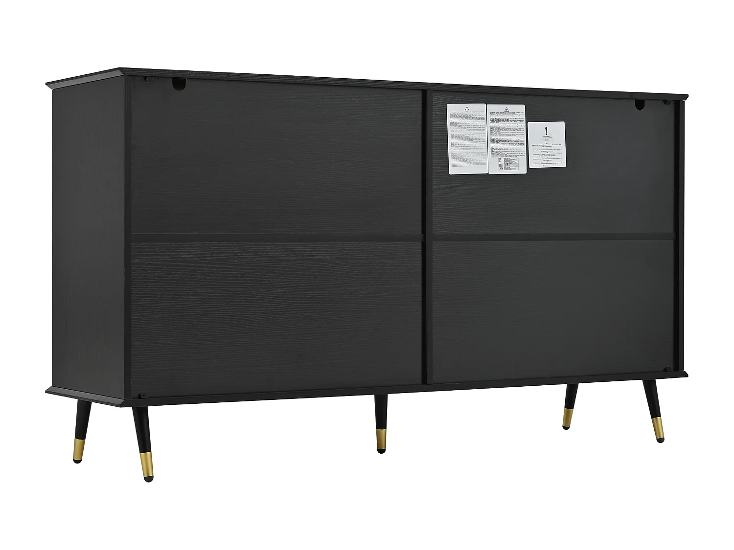 Buffet en bois et noir – Buffet 4 portes avec pieds en métal – pour salons et salles à manger