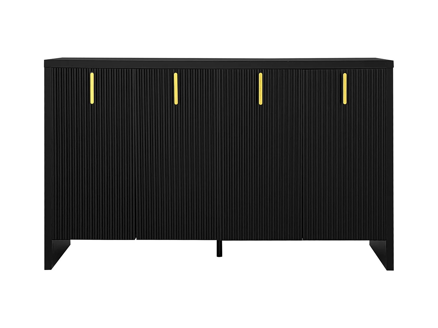 Buffet noir - Buffet 4 portes avec étagères réglables - pour salon et salle à manger