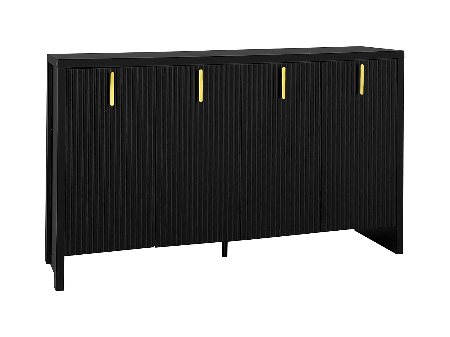 Buffet noir - Buffet 4 portes avec étagères réglables - pour salon et salle à manger