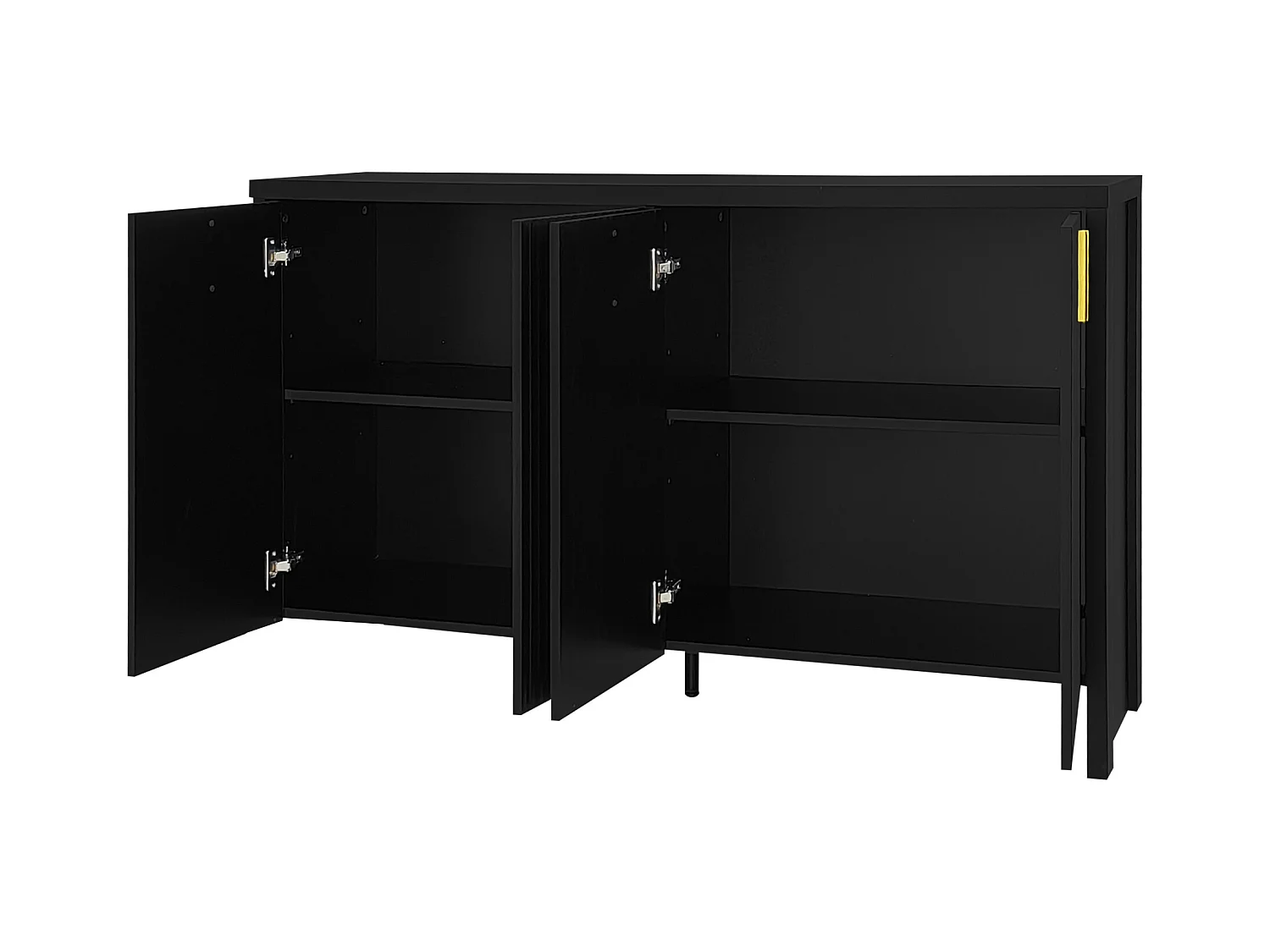 Buffet noir - Buffet 4 portes avec étagères réglables - pour salon et salle à manger