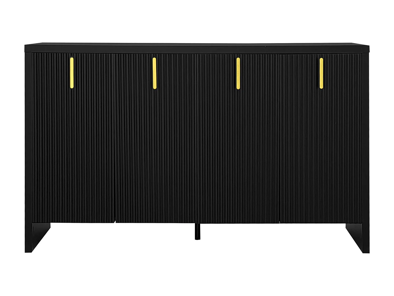 Buffet noir - Buffet 4 portes avec étagères réglables - pour salon et salle à manger