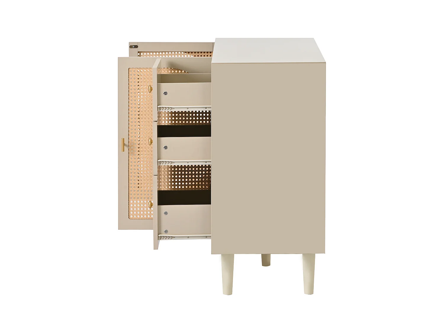 Buffet 2 portes et 2 tiroirs - Buffet avec portes en résine tressée - bois - pour salon et salle à manger