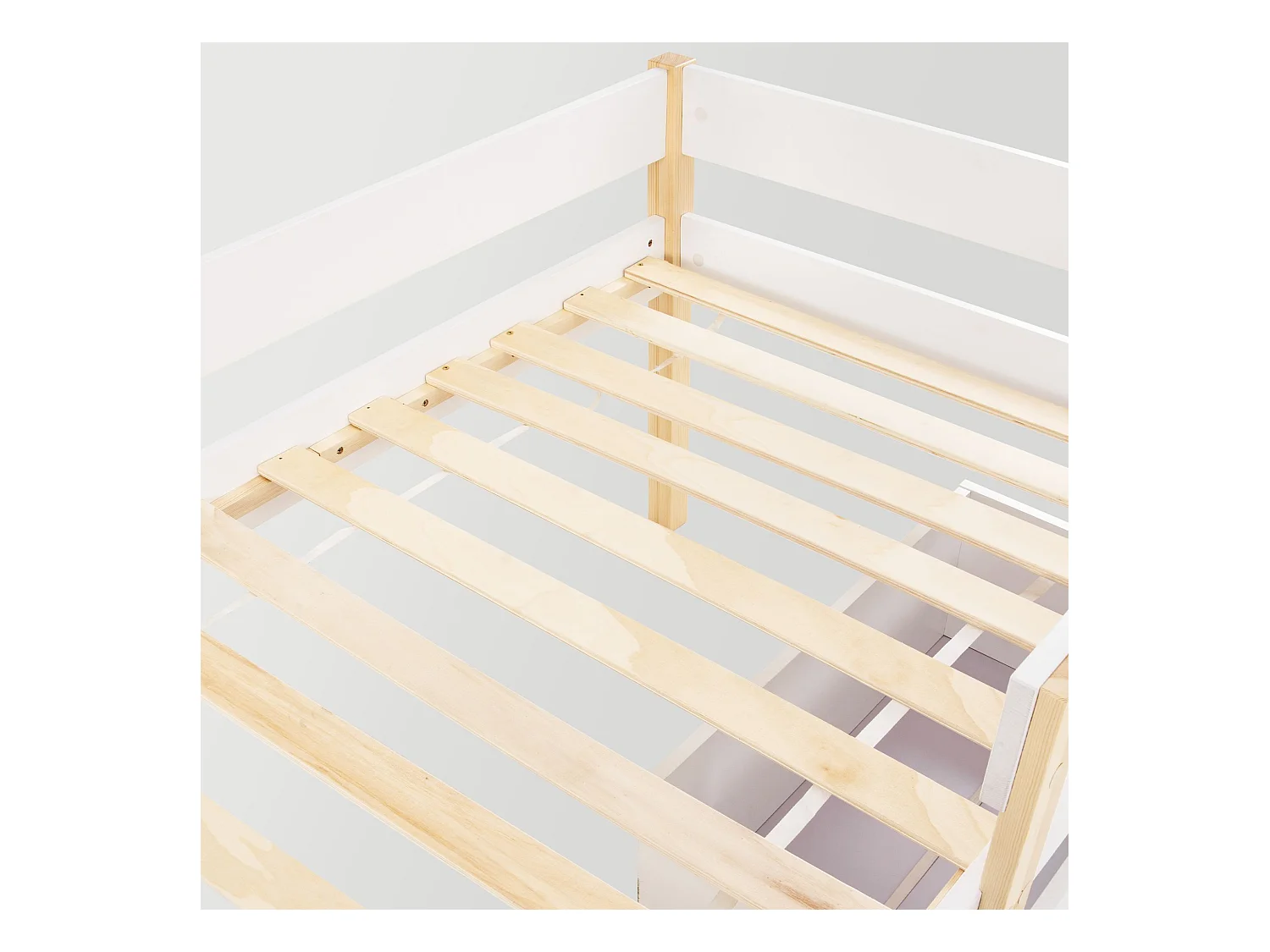 Lit enfant 90x190 cm - Lit simple avec 2 tiroirs et échelle - bois blanc - sans matelas