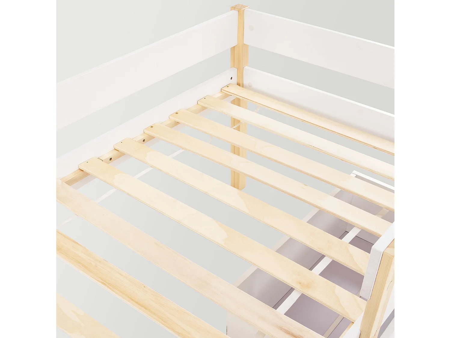 Lit enfant 90x190 cm - Lit simple avec 2 tiroirs et échelle - bois blanc - sans matelas