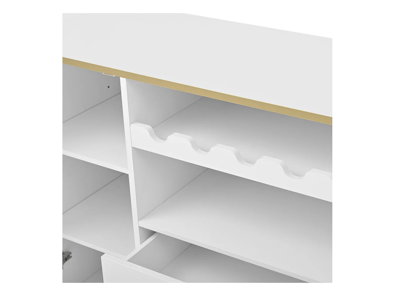 Buffet blanc avec casier à vin – Buffet 2 portes et 2 tiroirs – base réglable – Idéal pour la salle à manger et le salon