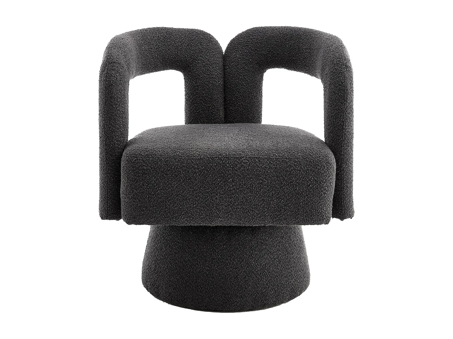 Grauer Sessel - Runder Sessel mit breiten Kissen und Armlehnen - plüsch - für wohnzimmer und schlafzimmer