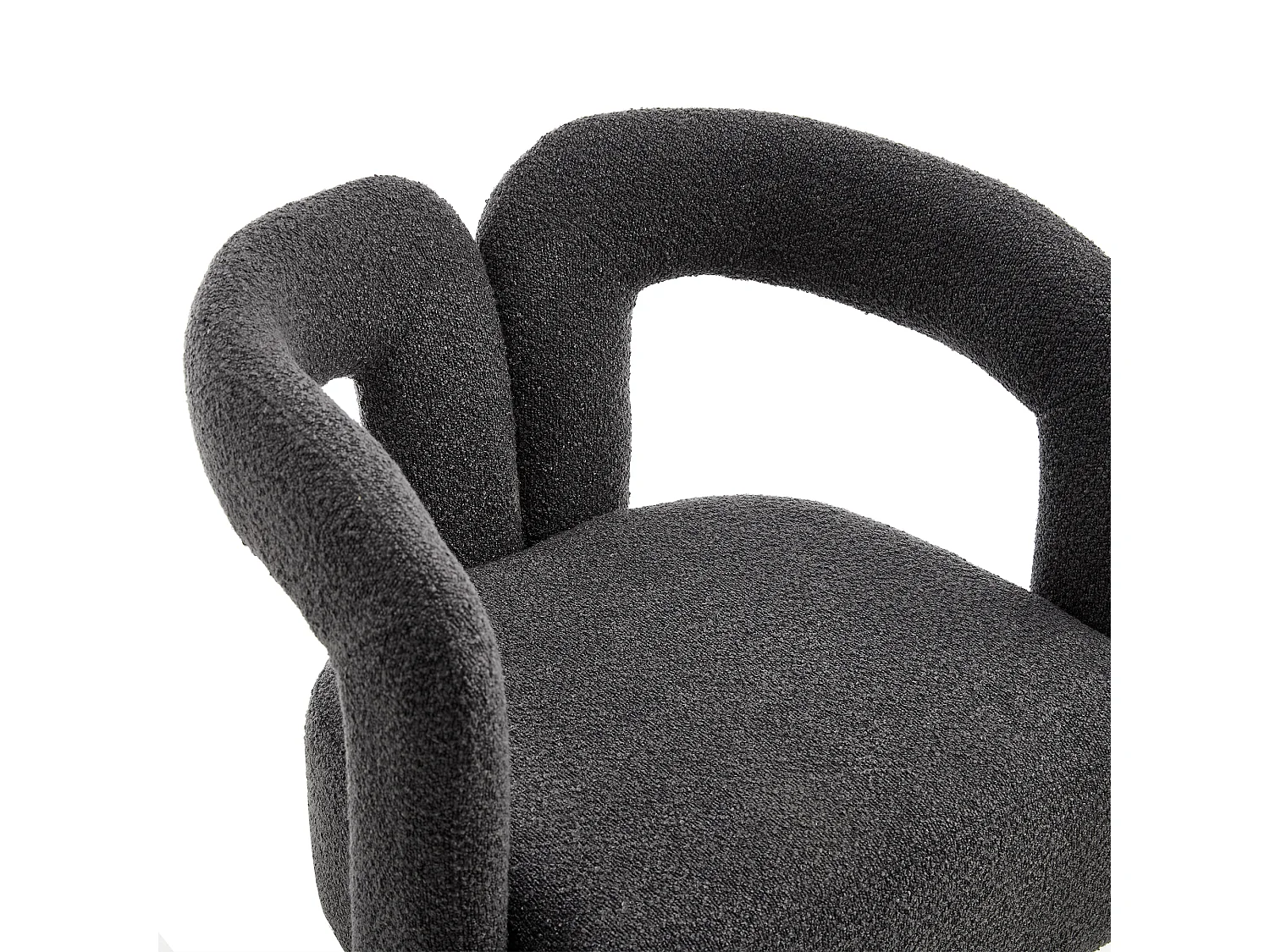 Grauer Sessel - Runder Sessel mit breiten Kissen und Armlehnen - plüsch - für wohnzimmer und schlafzimmer