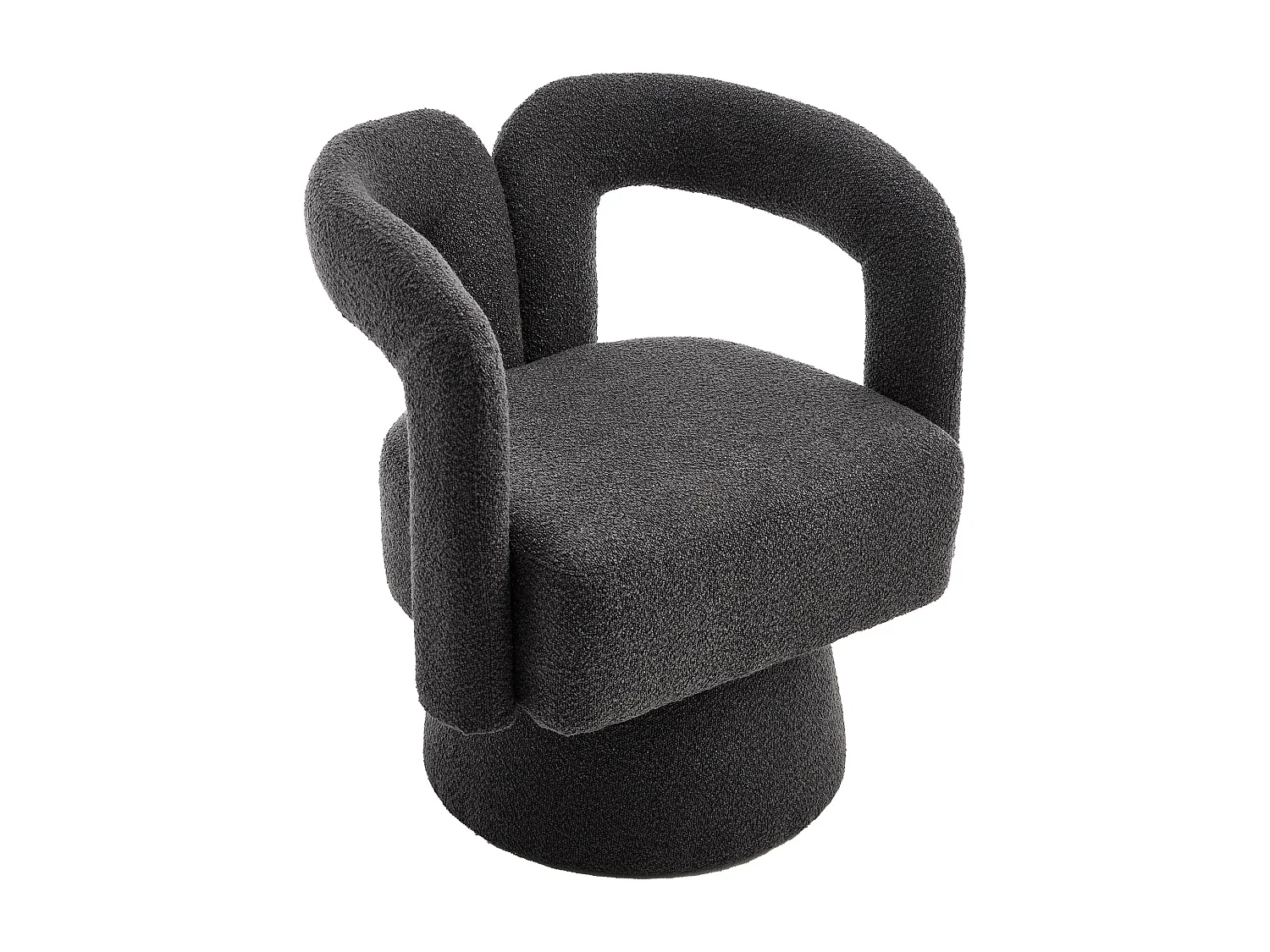 Grauer Sessel - Runder Sessel mit breiten Kissen und Armlehnen - plüsch - für wohnzimmer und schlafzimmer