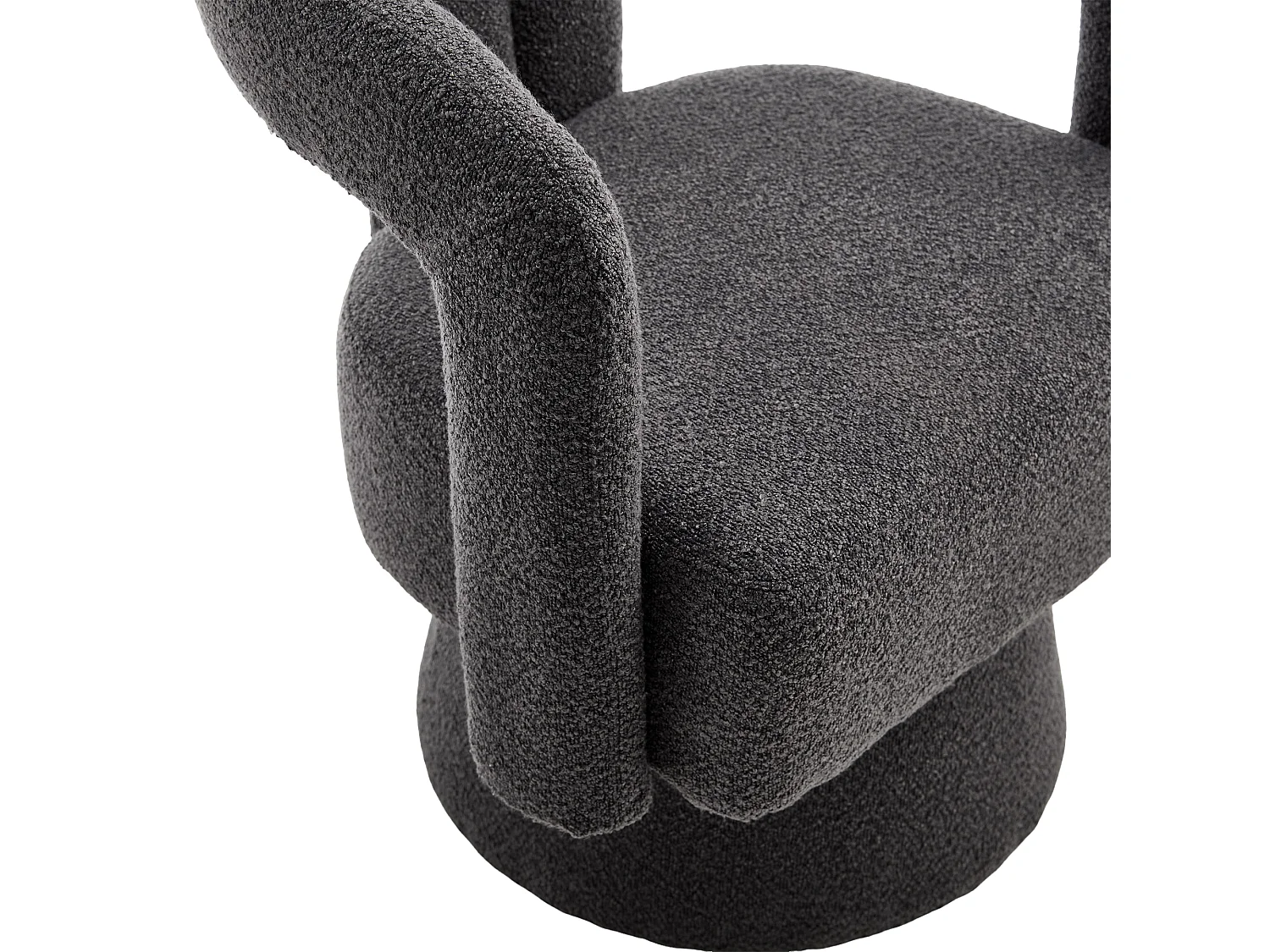Fauteuil gris - Fauteuil rond avec coussins larges et accoudoirs - peluche - pour salons et chambres