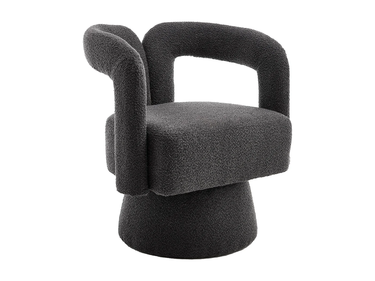 Fauteuil gris - Fauteuil rond avec coussins larges et accoudoirs - peluche - pour salons et chambres