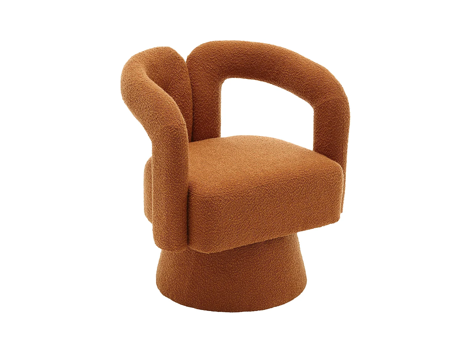 Sillón naranja - Sillón redondo con amplios cojines y reposabrazos - felpa - para salones y dormitorios