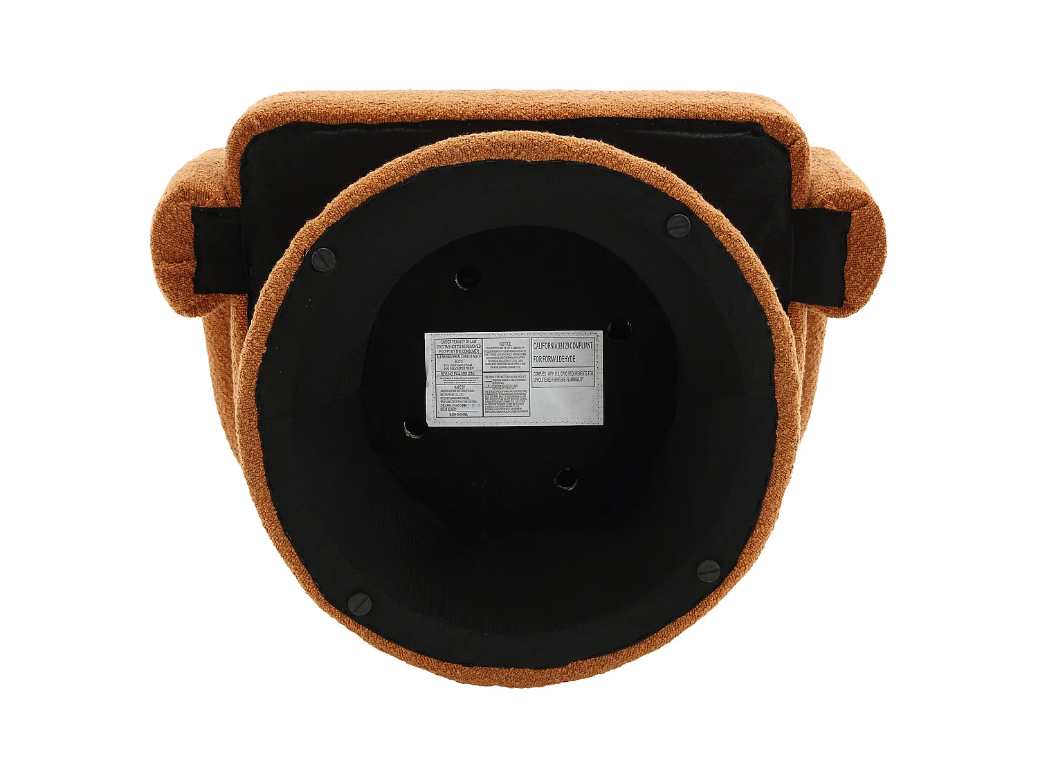 Sillón naranja - Sillón redondo con amplios cojines y reposabrazos - felpa - para salones y dormitorios