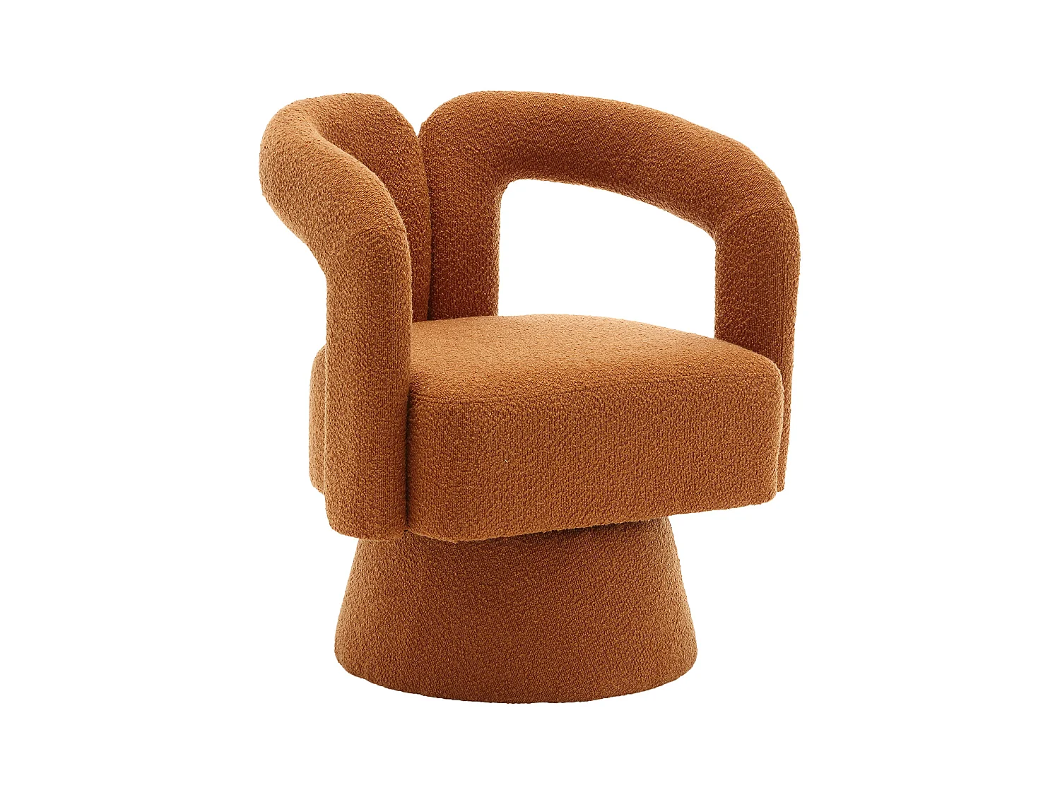 Sillón naranja - Sillón redondo con amplios cojines y reposabrazos - felpa - para salones y dormitorios