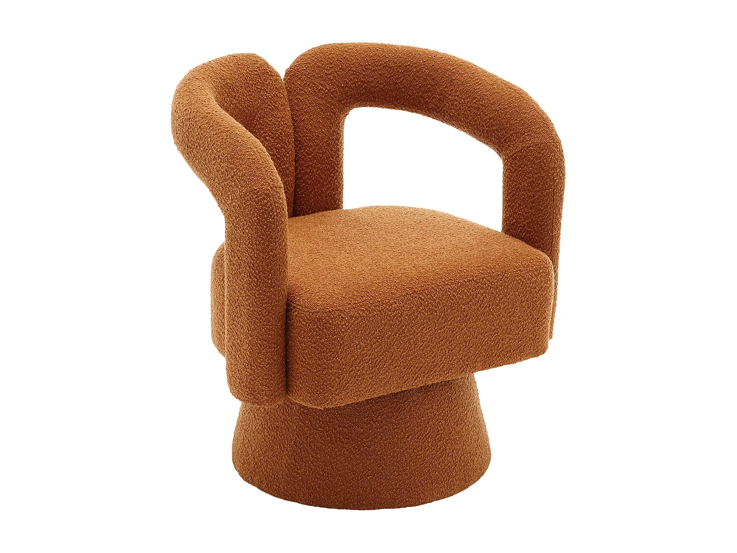 Fauteuil orange - Fauteuil rond avec coussins larges et accoudoirs - peluche - pour salons et chambres