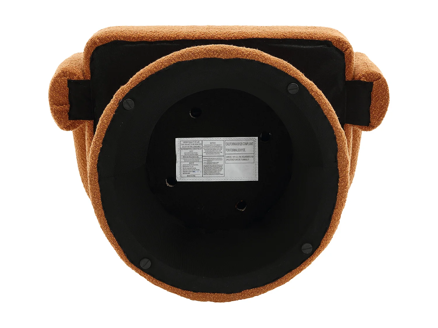 Fauteuil orange - Fauteuil rond avec coussins larges et accoudoirs - peluche - pour salons et chambres