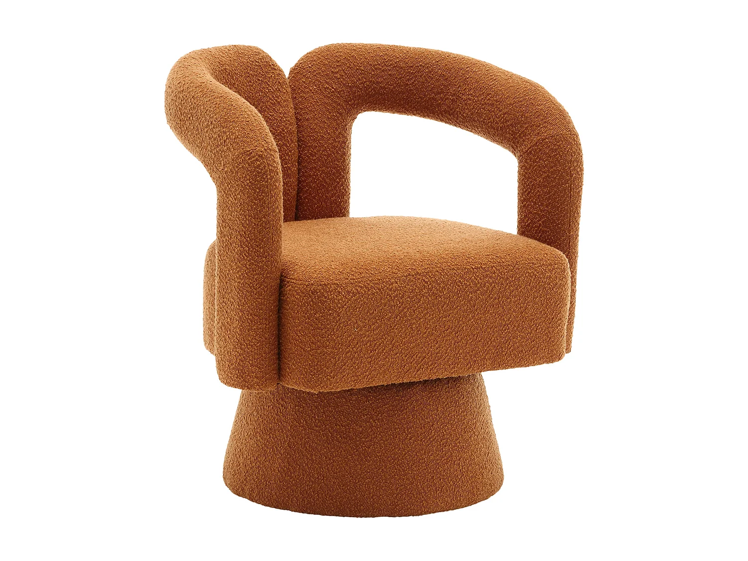 Fauteuil orange - Fauteuil rond avec coussins larges et accoudoirs - peluche - pour salons et chambres