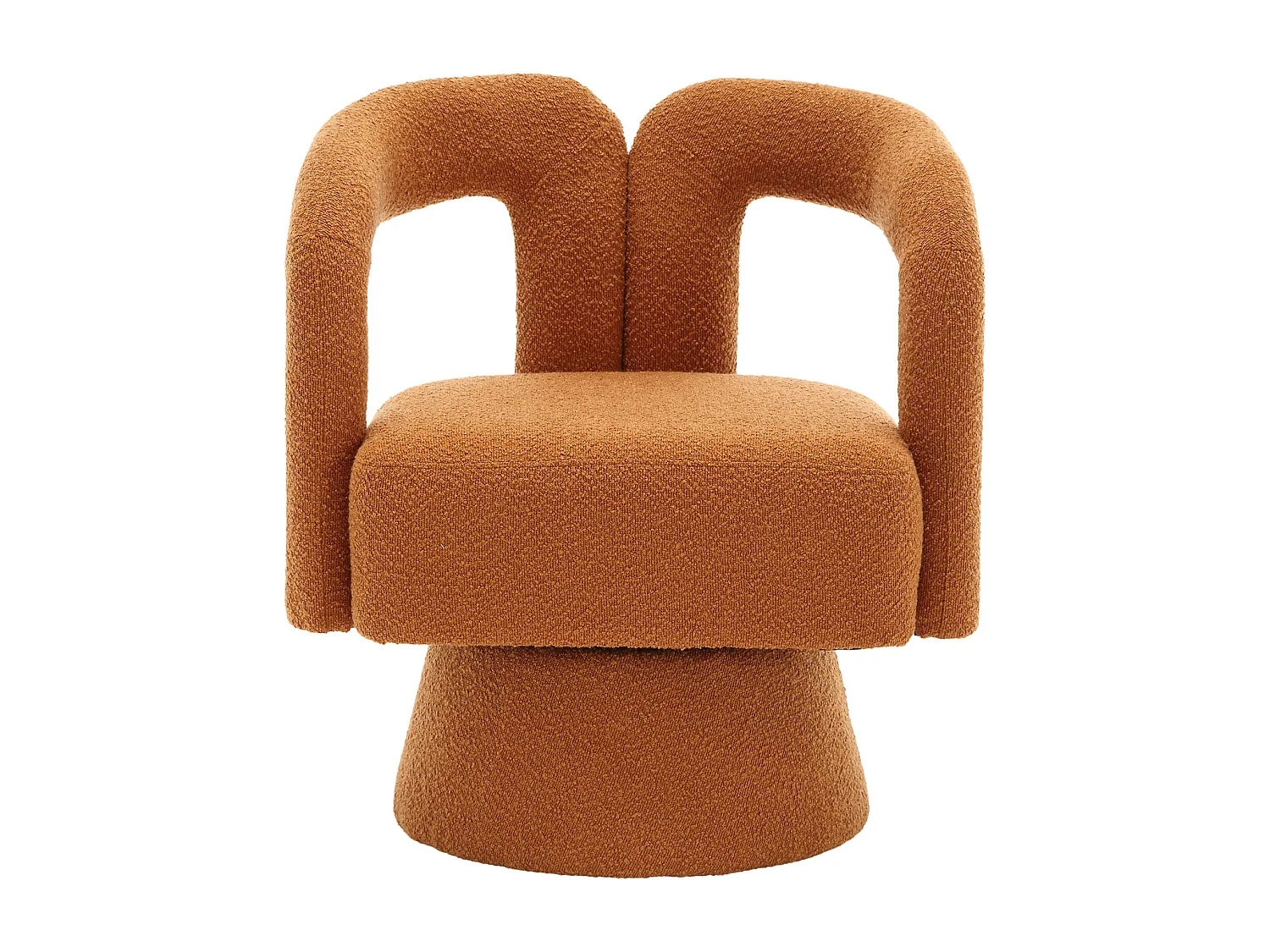 Fauteuil orange - Fauteuil rond avec coussins larges et accoudoirs - peluche - pour salons et chambres