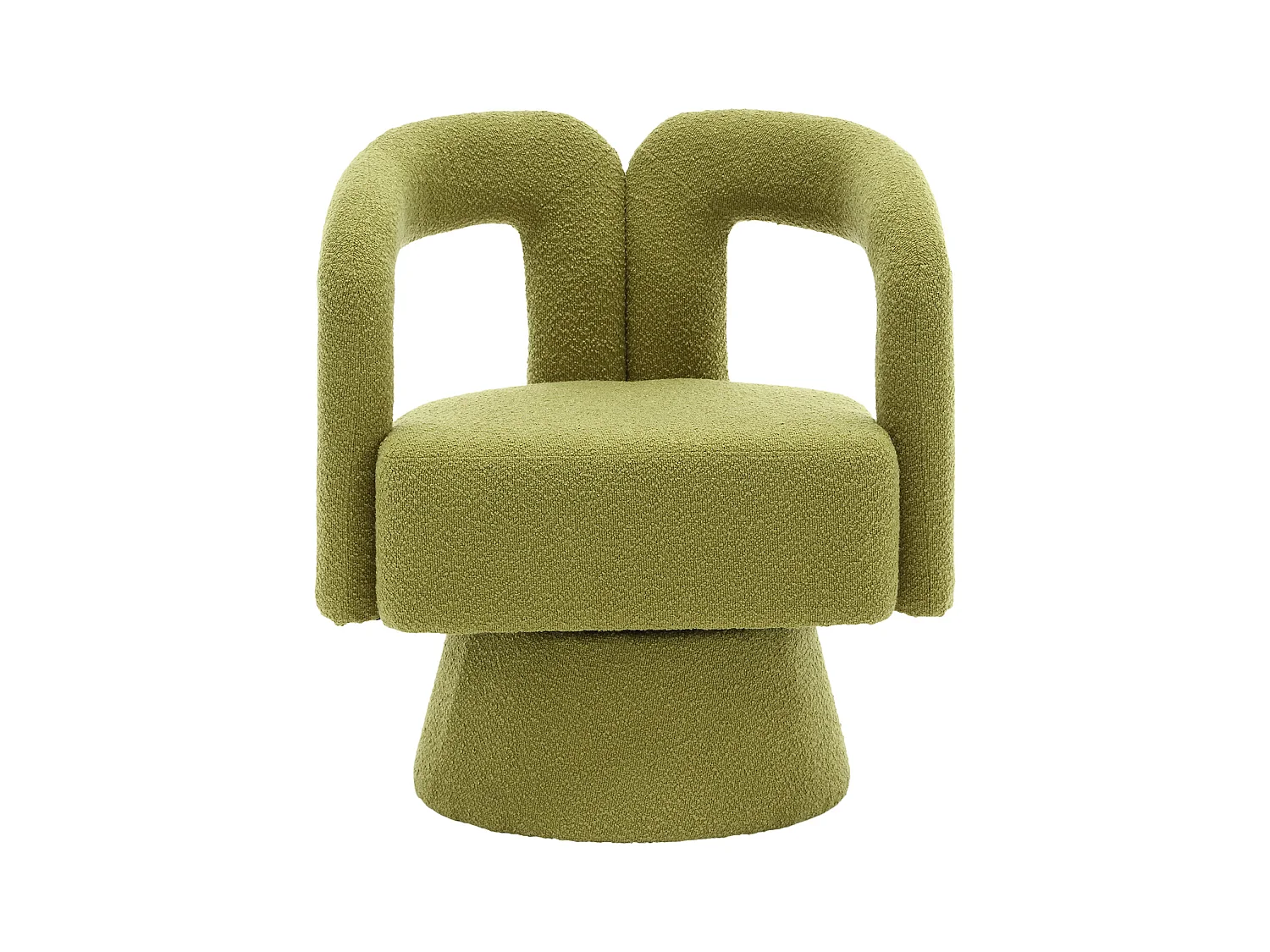 Fauteuil vert - Fauteuil rond avec coussins larges et accoudoirs - peluche - pour salons et chambres