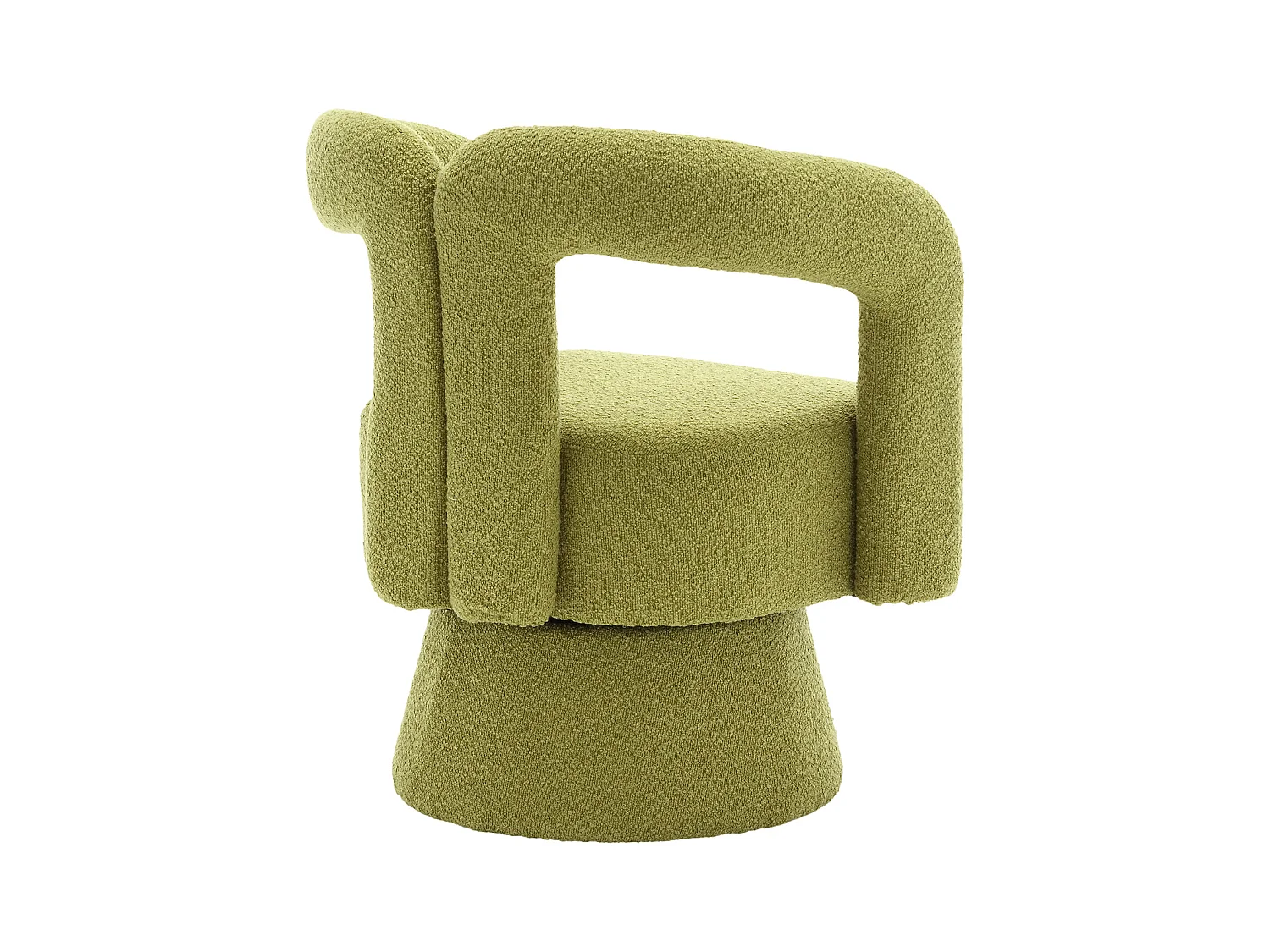 Fauteuil vert - Fauteuil rond avec coussins larges et accoudoirs - peluche - pour salons et chambres