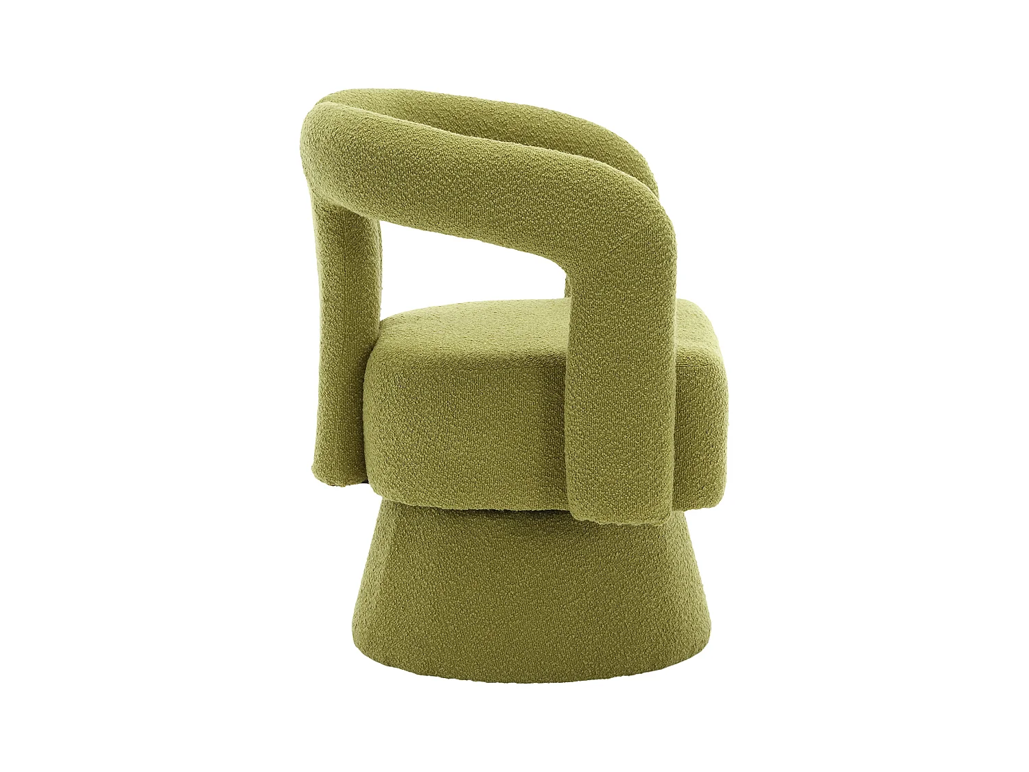 Fauteuil vert - Fauteuil rond avec coussins larges et accoudoirs - peluche - pour salons et chambres