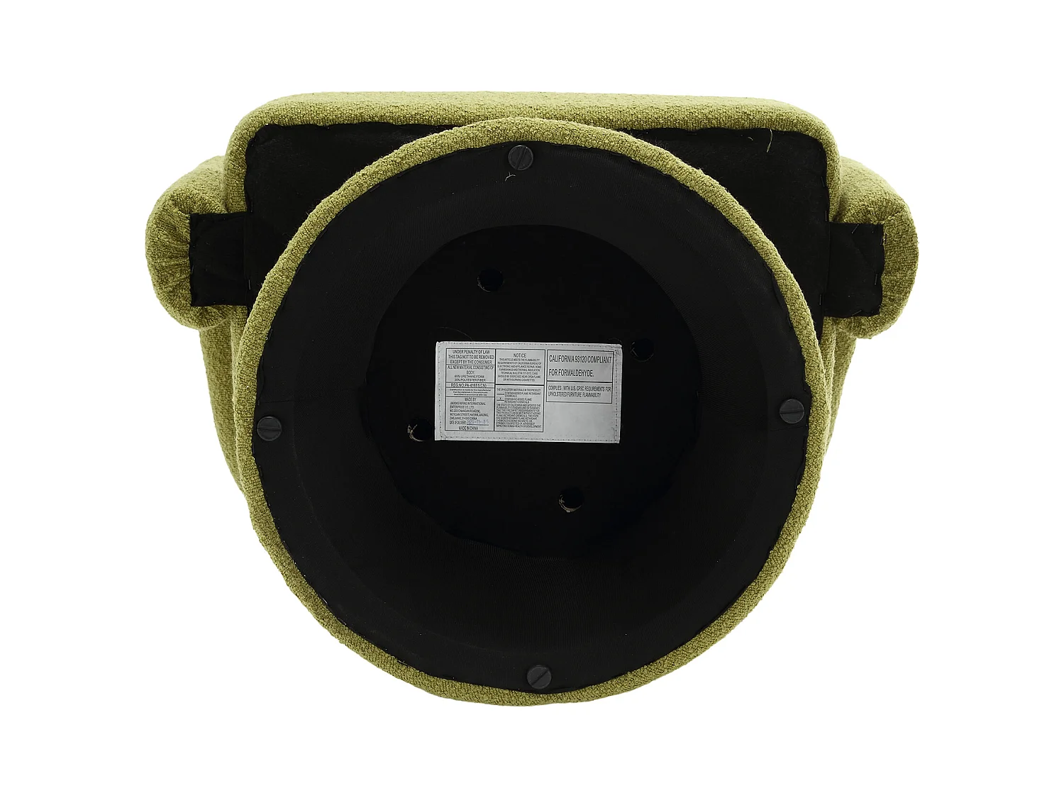 Fauteuil vert - Fauteuil rond avec coussins larges et accoudoirs - peluche - pour salons et chambres