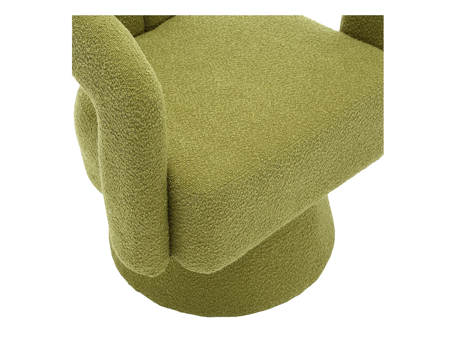 Fauteuil vert - Fauteuil rond avec coussins larges et accoudoirs - peluche - pour salons et chambres