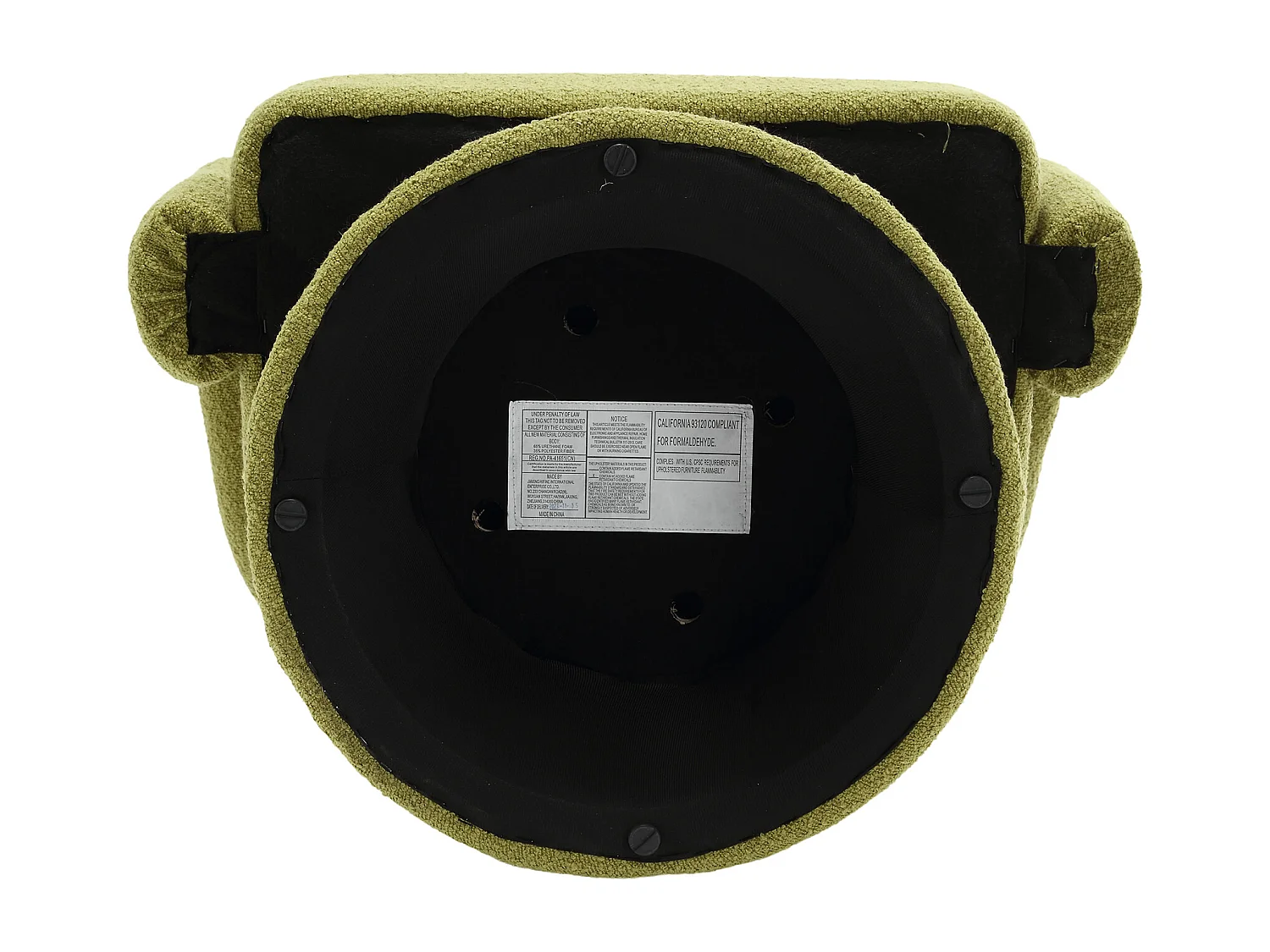 Fauteuil vert - Fauteuil rond avec coussins larges et accoudoirs - peluche - pour salons et chambres