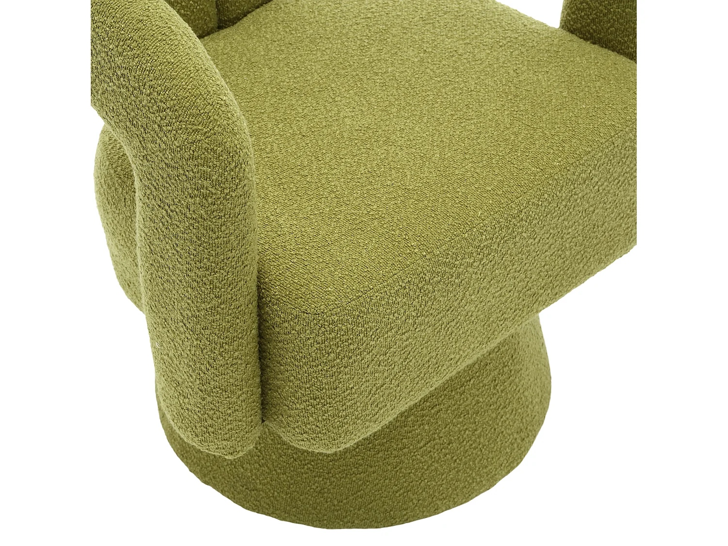 Fauteuil vert - Fauteuil rond avec coussins larges et accoudoirs - peluche - pour salons et chambres