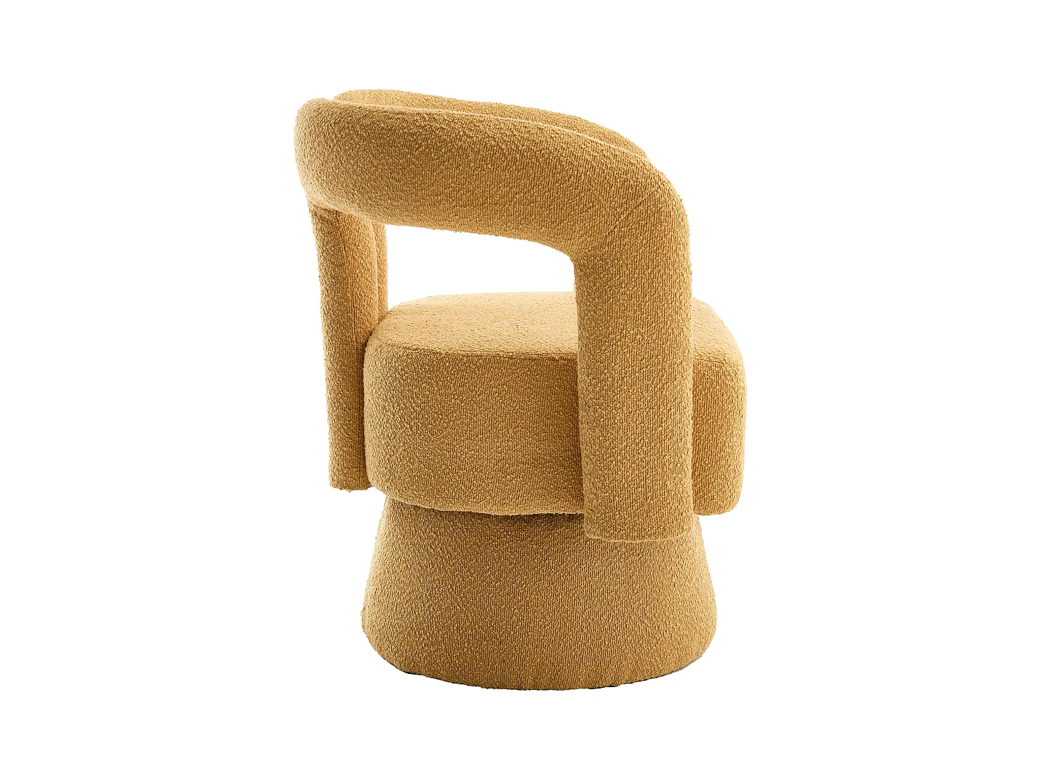 Fauteuil jaune - Fauteuil rond avec coussins larges et accoudoirs - peluche - pour salons et chambres