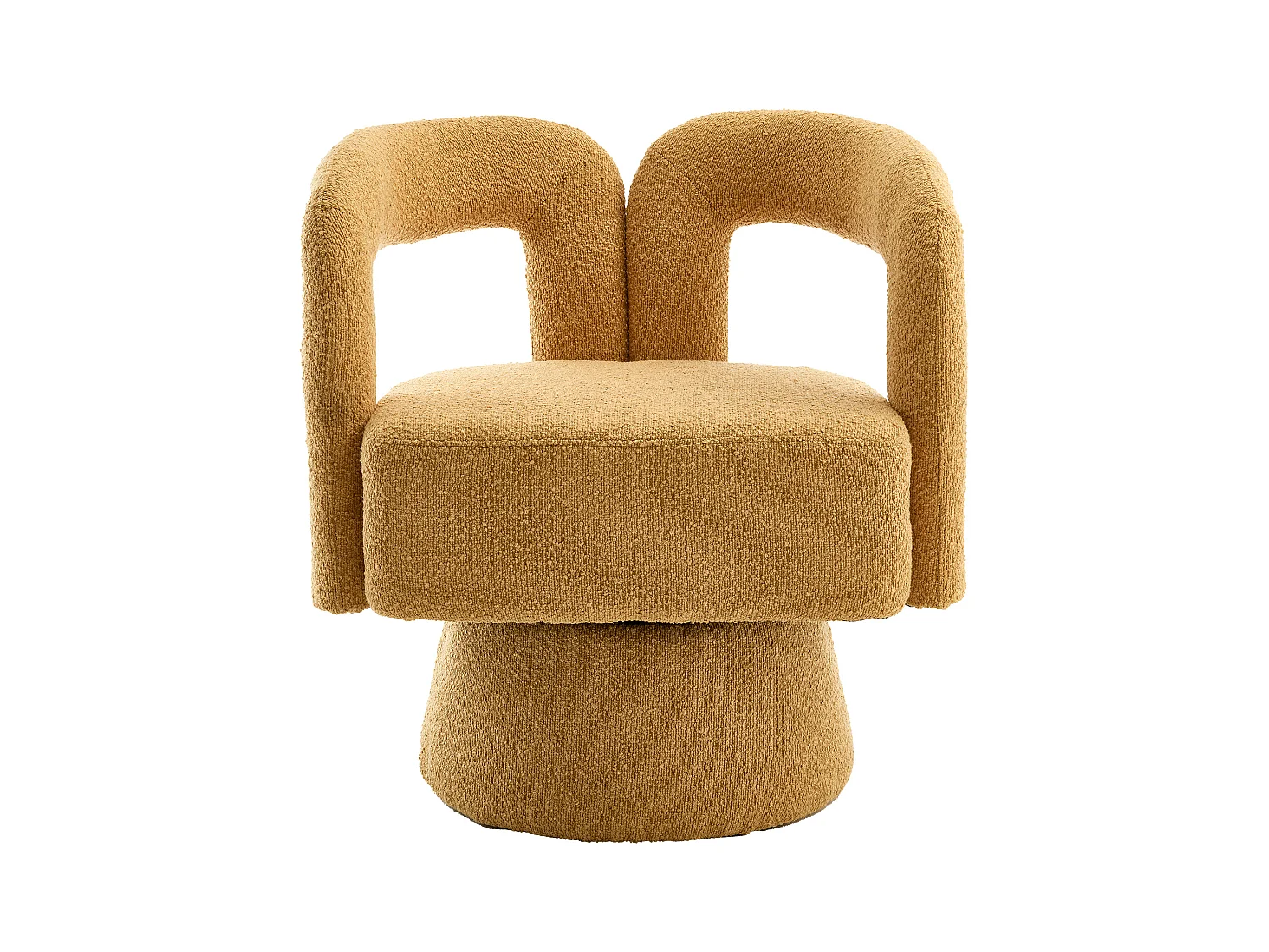 Fauteuil jaune - Fauteuil rond avec coussins larges et accoudoirs - peluche - pour salons et chambres