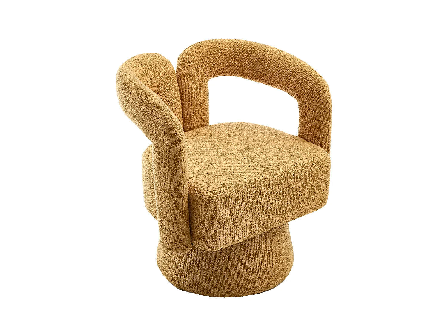 Fauteuil jaune - Fauteuil rond avec coussins larges et accoudoirs - peluche - pour salons et chambres