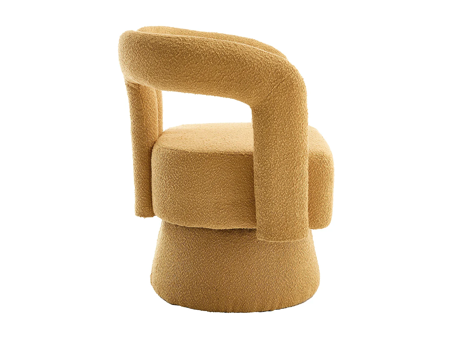 Fauteuil jaune - Fauteuil rond avec coussins larges et accoudoirs - peluche - pour salons et chambres