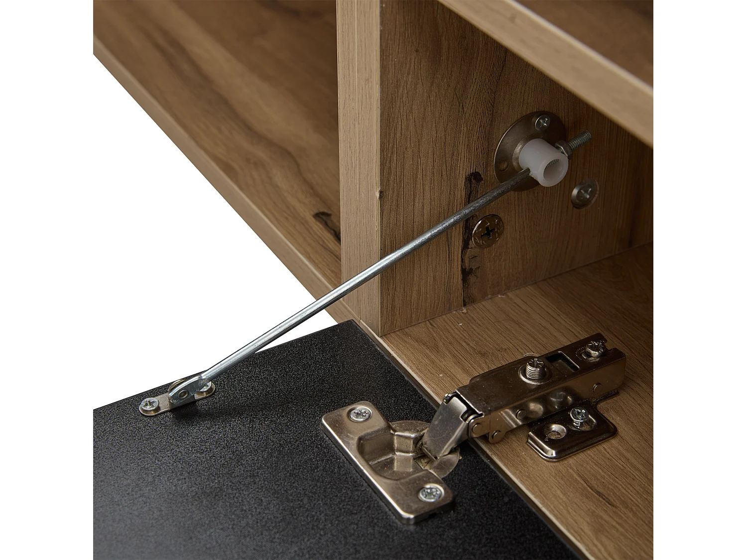 Meuble TV suspendu 3 portes avec éclairage LED - Meuble TV noir - portes pliantes - pour TV 75"