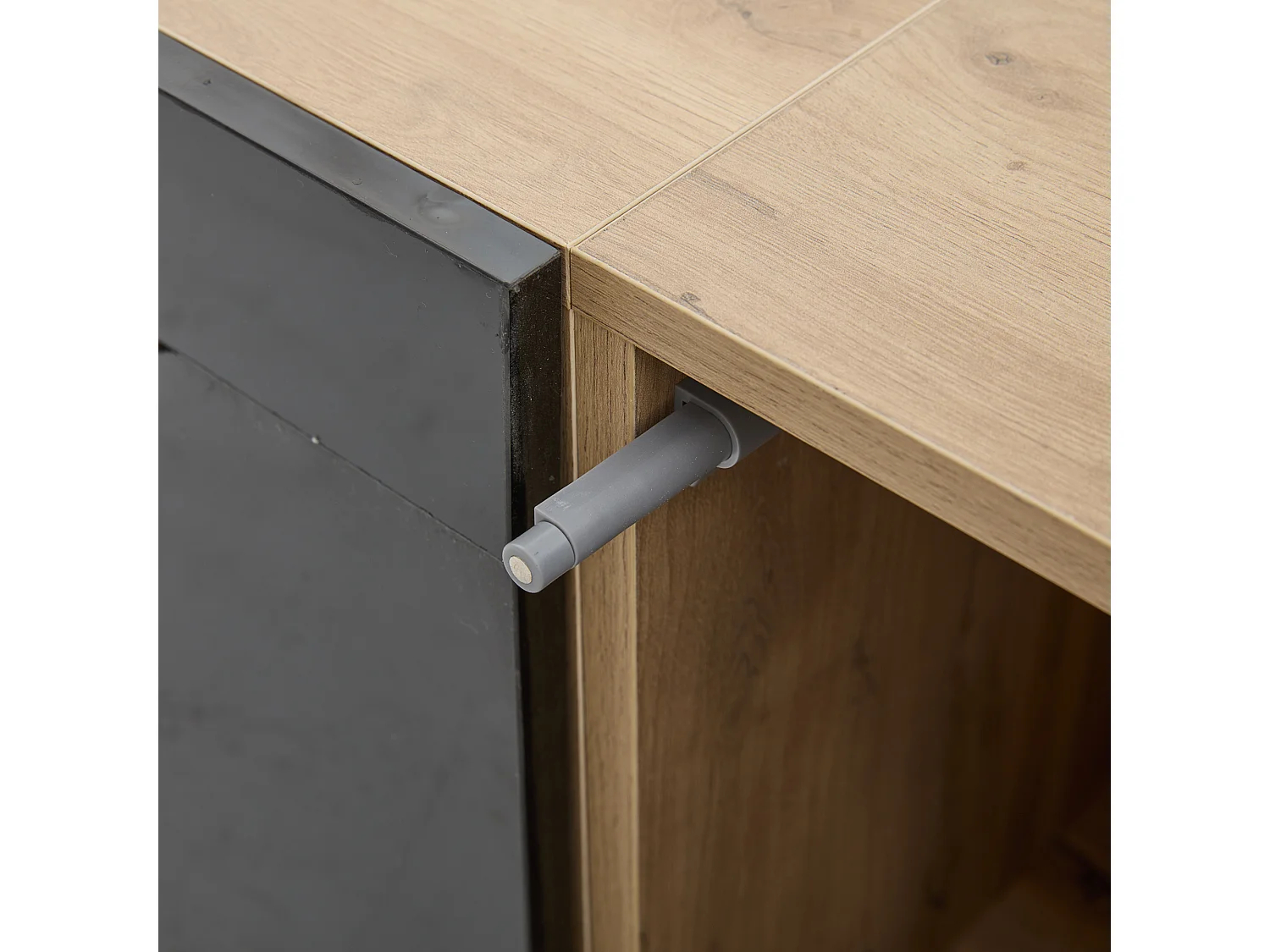 Meuble TV suspendu 3 portes avec éclairage LED - Meuble TV noir - portes pliantes - pour TV 75"