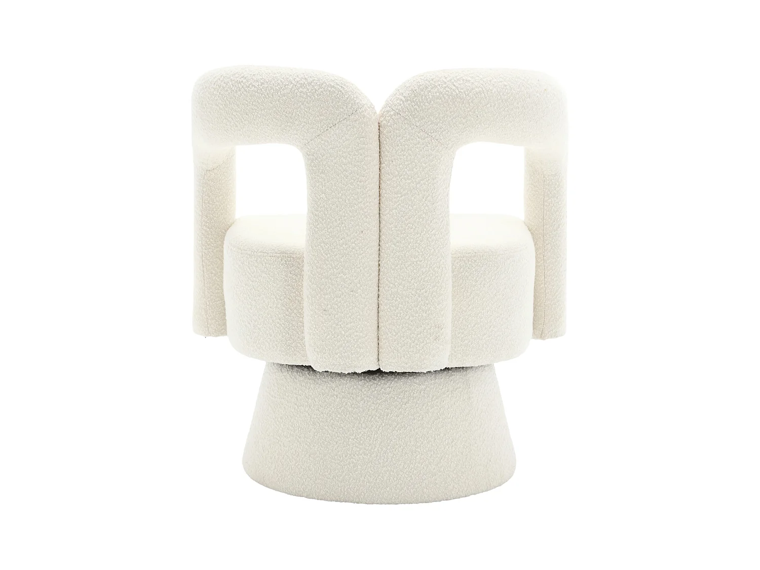 Beige fauteuil - Ronde fauteuil met brede kussens en armleuningen - pluche - voor woonkamers en slaapkamers