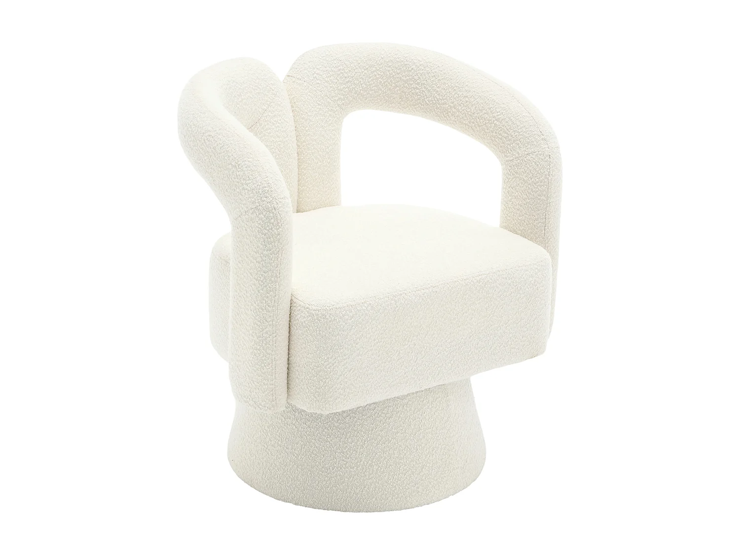 Fauteuil beige - Fauteuil rond avec coussins larges et accoudoirs - peluche - pour salons et chambres