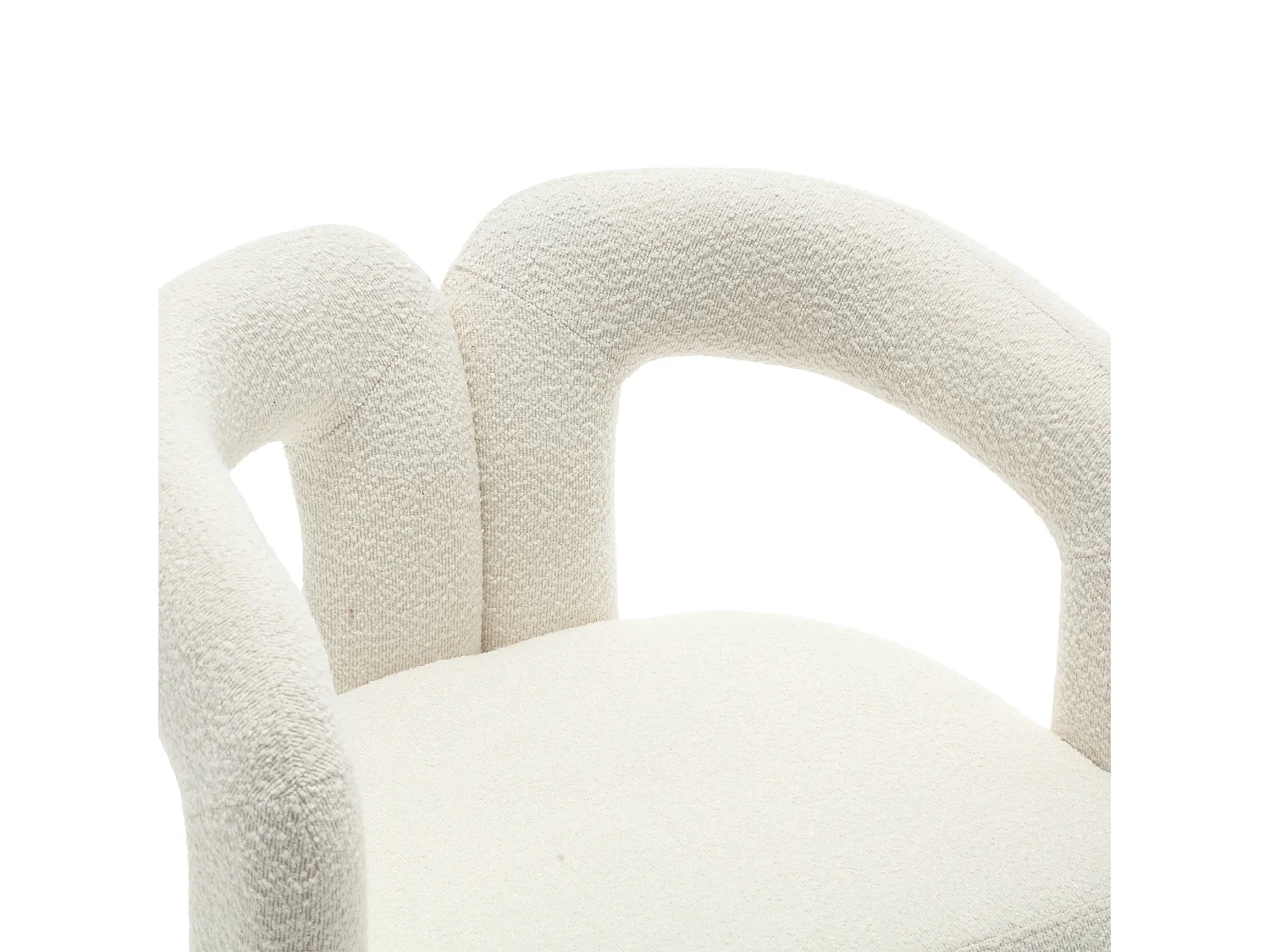 Fauteuil beige - Fauteuil rond avec coussins larges et accoudoirs - peluche - pour salons et chambres
