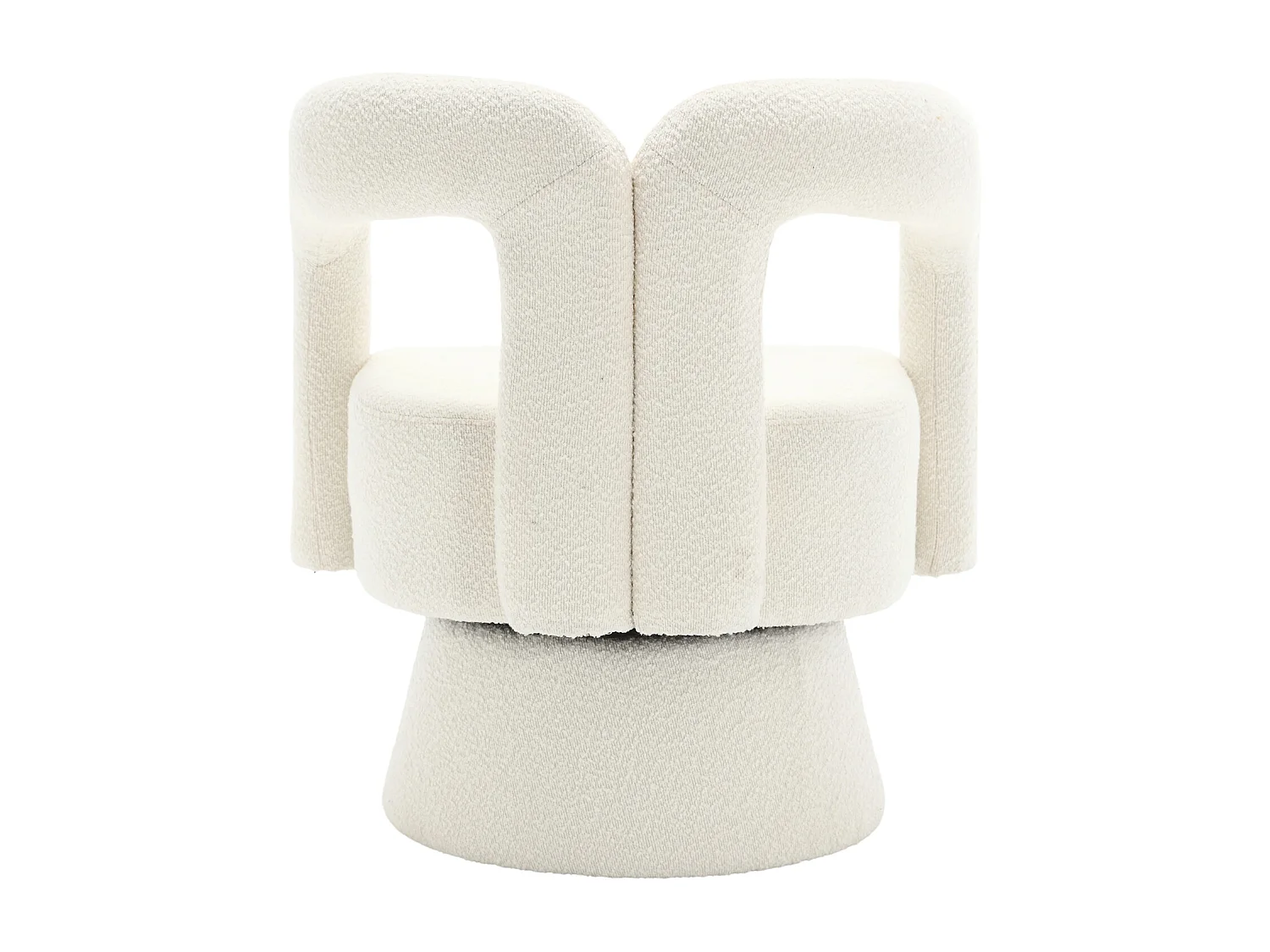 Fauteuil beige - Fauteuil rond avec coussins larges et accoudoirs - peluche - pour salons et chambres