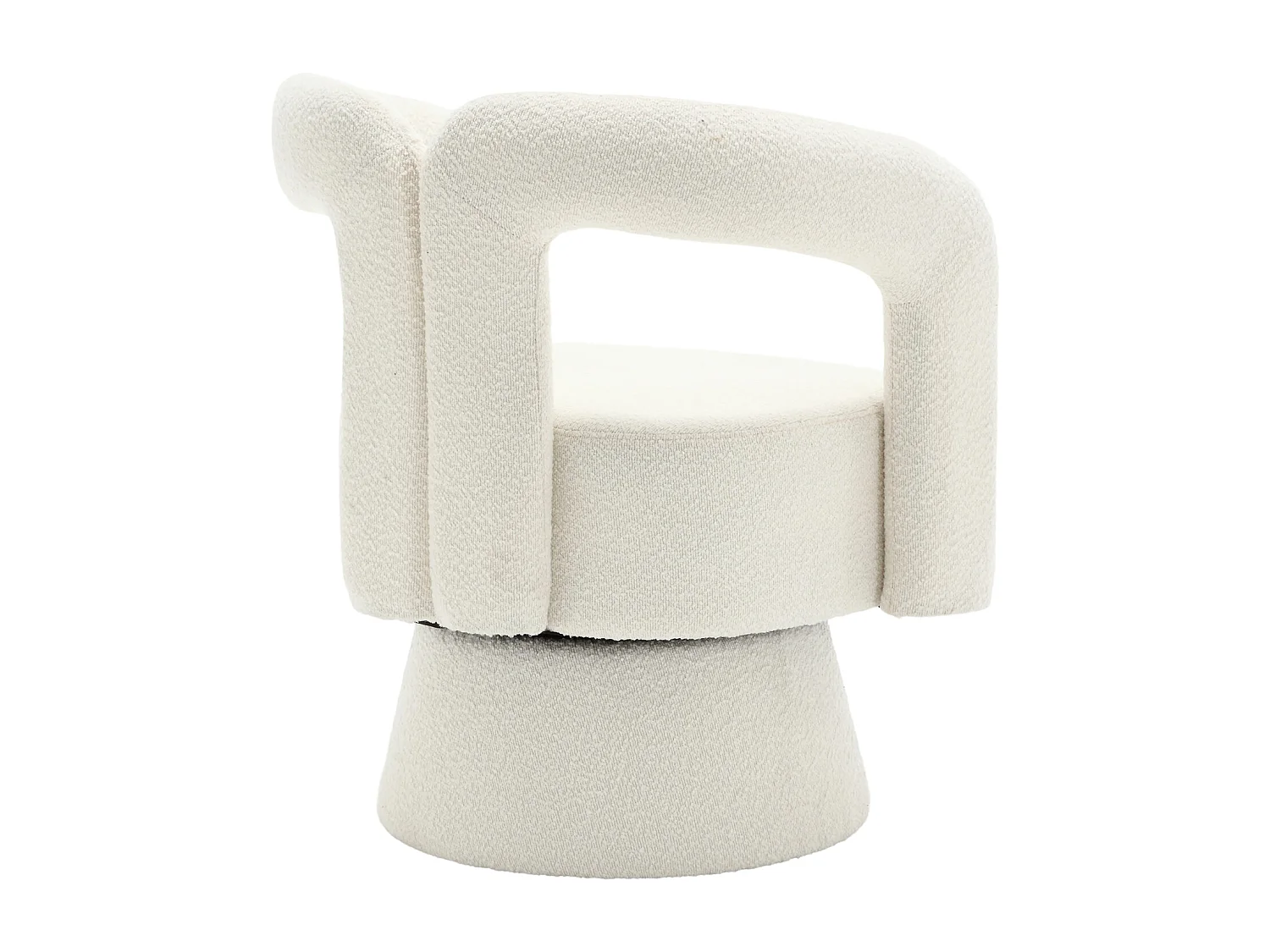 Fauteuil beige - Fauteuil rond avec coussins larges et accoudoirs - peluche - pour salons et chambres