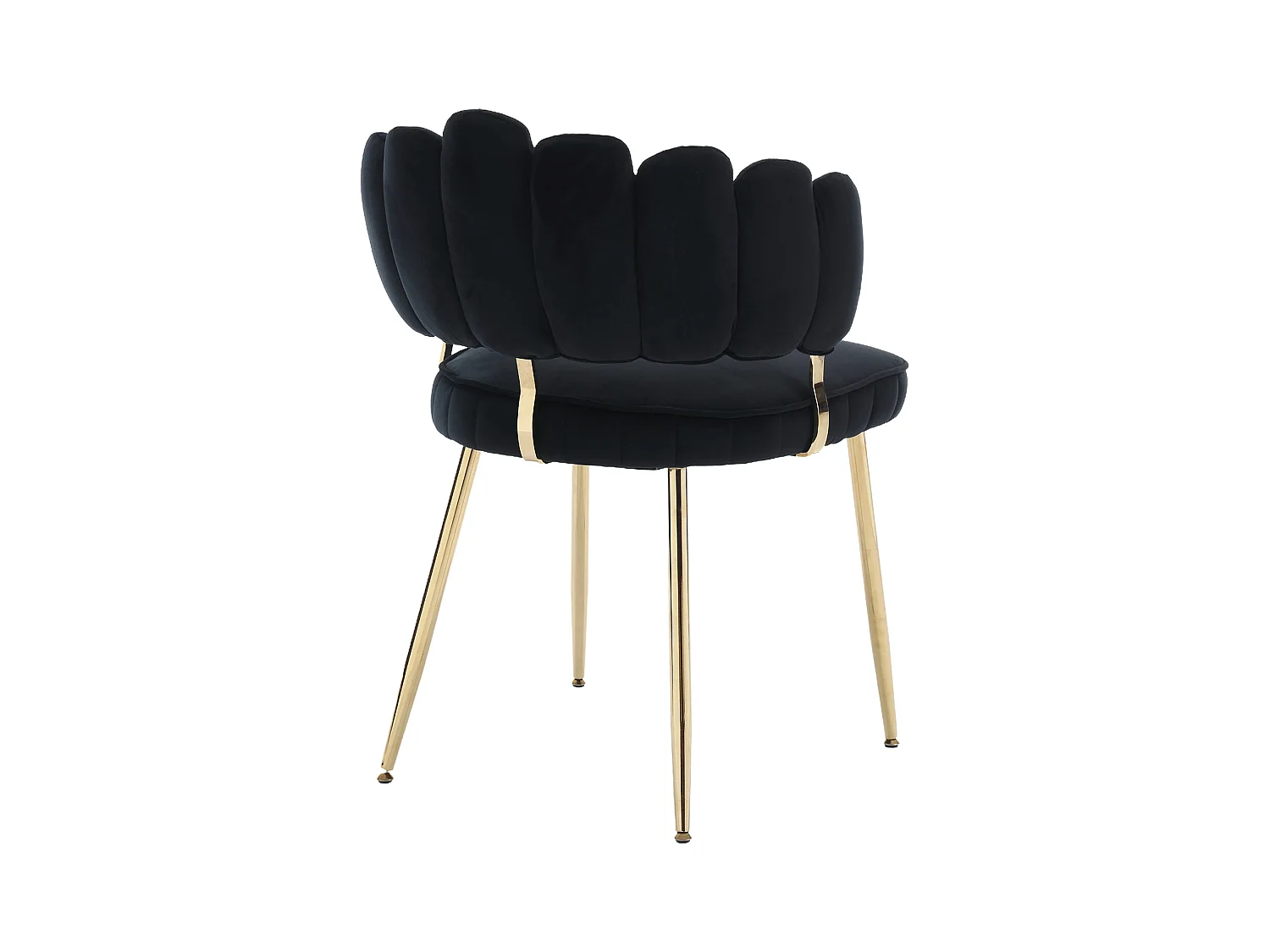 Lot de 2 chaises de salle à manger - Chaise avec accoudoirs et dossier en forme de pétale - velours noir - pour salle à manger et salon