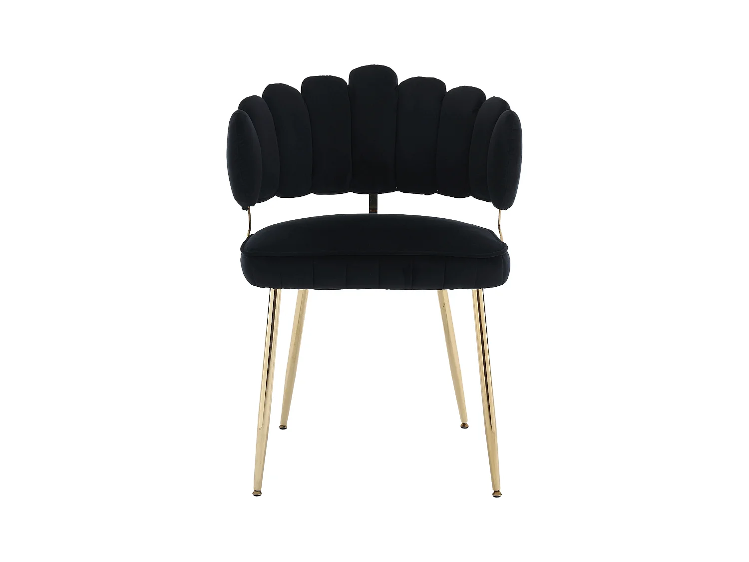 Lot de 2 chaises de salle à manger - Chaise avec accoudoirs et dossier en forme de pétale - velours noir - pour salle à manger et salon