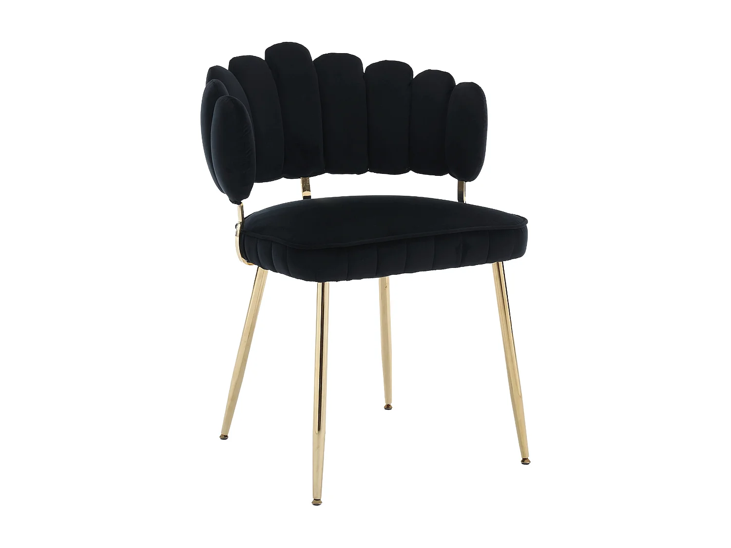 Lot de 2 chaises de salle à manger - Chaise avec accoudoirs et dossier en forme de pétale - velours noir - pour salle à manger et salon