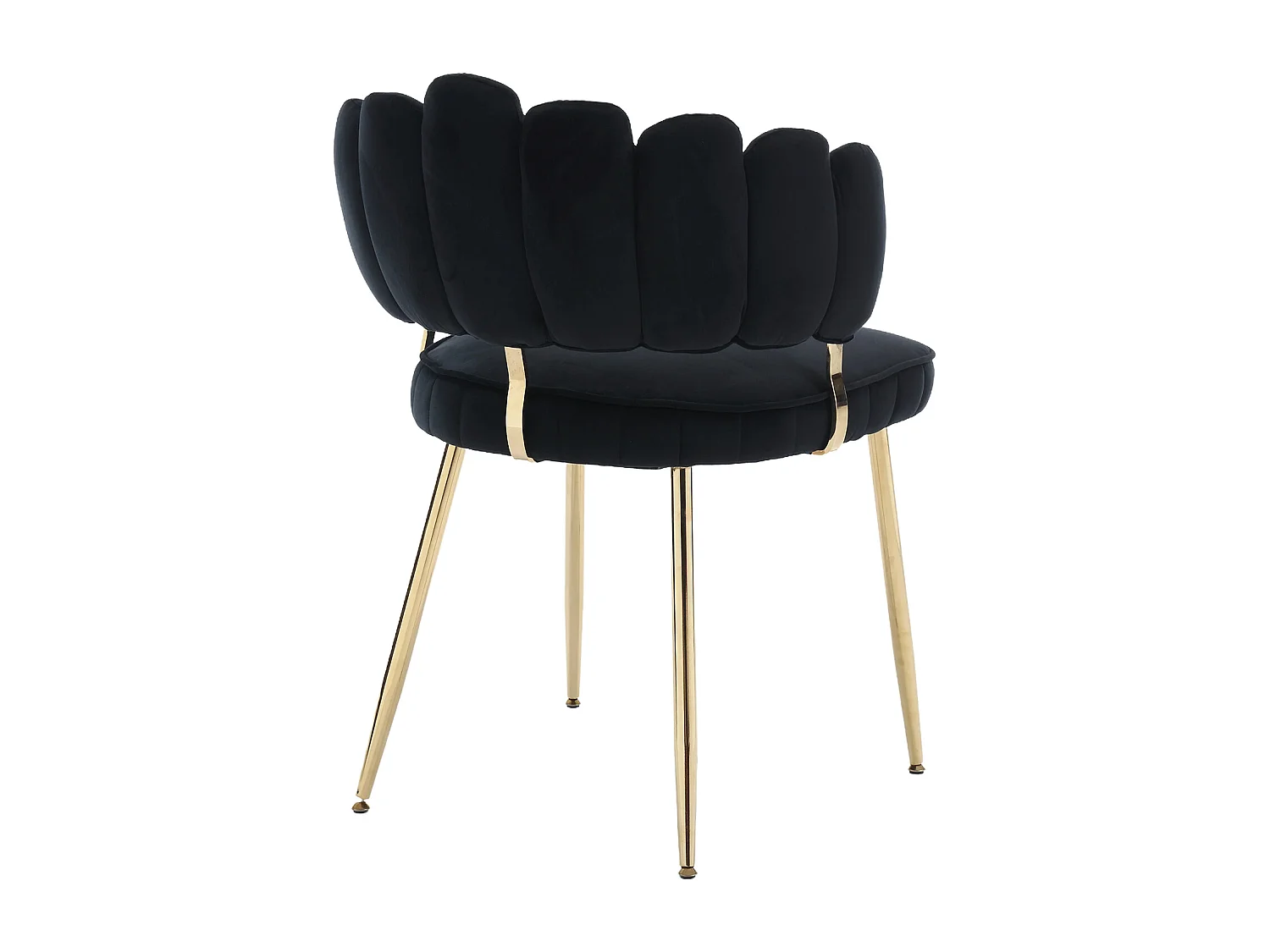 Lot de 2 chaises de salle à manger - Chaise avec accoudoirs et dossier en forme de pétale - velours noir - pour salle à manger et salon