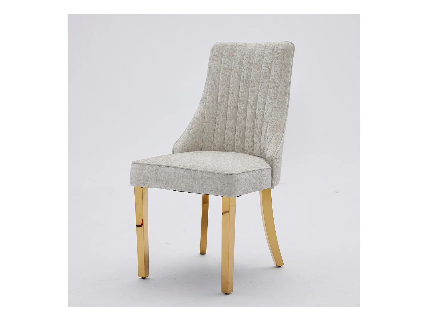 Lot de 2 chaises de salle à manger - Chaises avec pieds en acier inoxydable galvanisé doré et dossiers rembourrés - chenille bleu