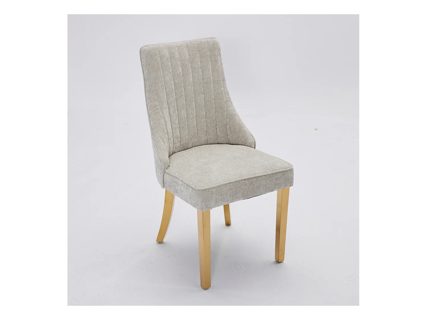 Lot de 2 chaises de salle à manger - Chaises avec pieds en acier inoxydable galvanisé doré et dossiers rembourrés - chenille bleu