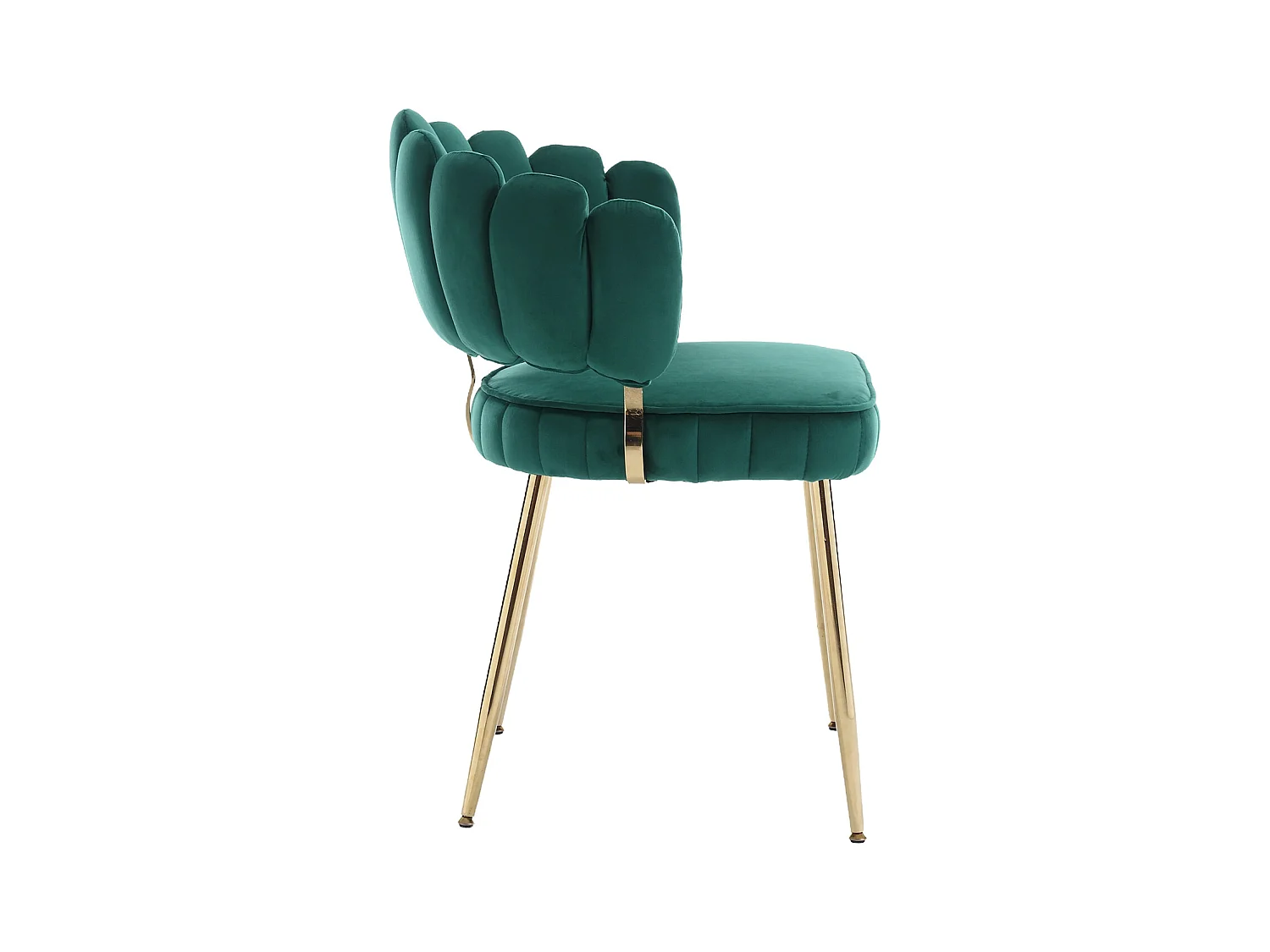 Lot de 2 chaises de salle à manger - Chaise avec accoudoirs et dossier en forme de pétale - velours vert - pour salle à manger et salon