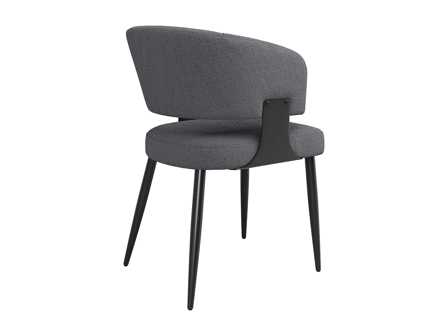 Lot de 2 chaises de salle à manger - Chaise avec dossier incurvé et accoudoirs - cuir d'agneau - gris