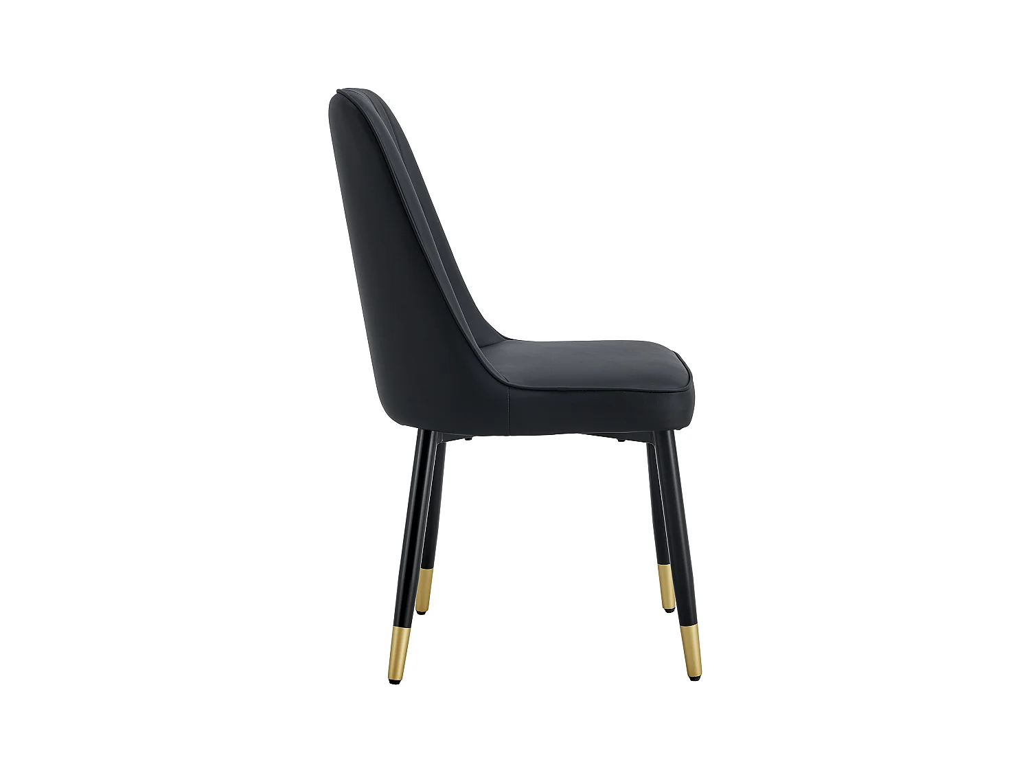 Lot de 2 chaises de salle à manger - Chaises avec dossiers et pieds en métal noir - PU noir - pour salles à manger et cuisines