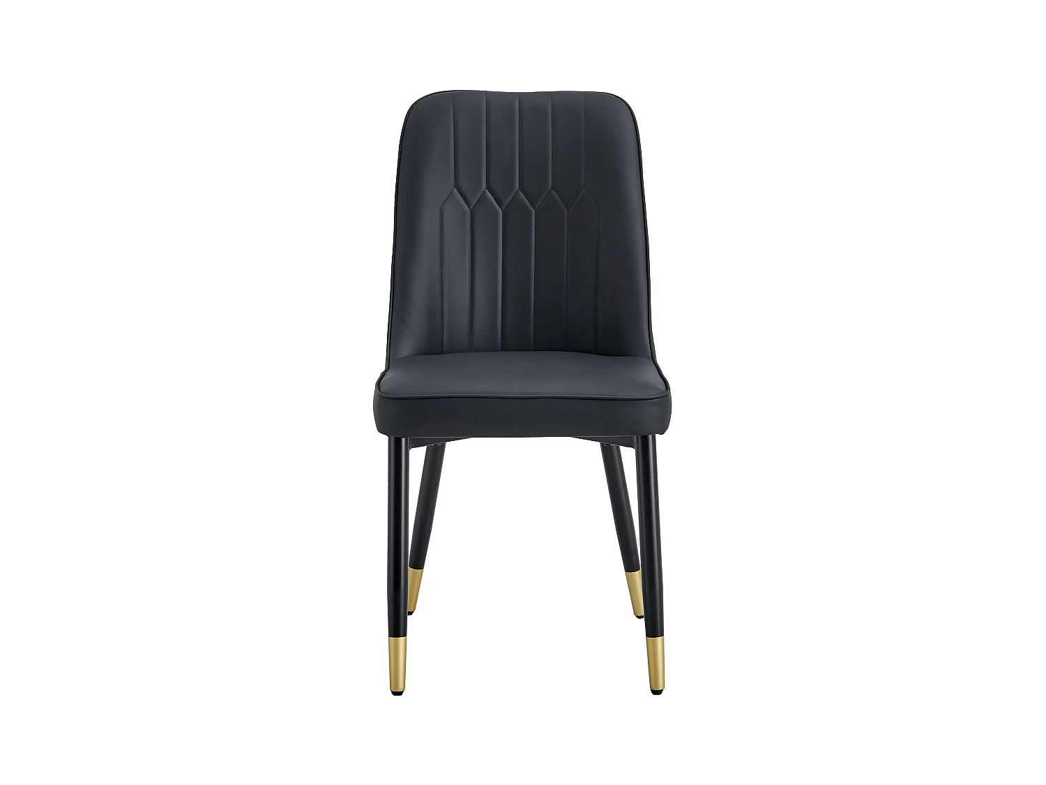 Lot de 2 chaises de salle à manger - Chaises avec dossiers et pieds en métal noir - PU noir - pour salles à manger et cuisines