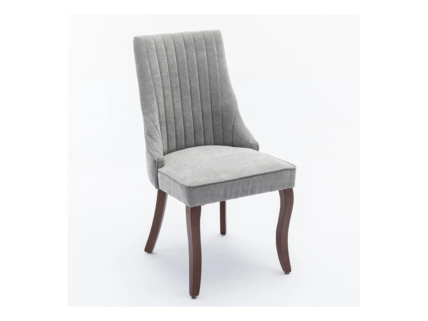 Lot de 2 chaises de salle à manger - Chaises avec pieds courbés en bois massif et dossiers rembourrés - chenille gris